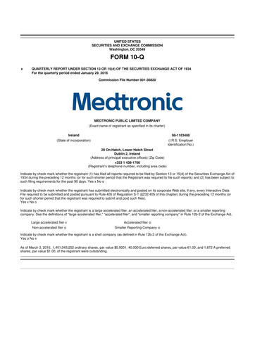Vorschaubild Medtronic 10-Q Quartalsbericht 2016 