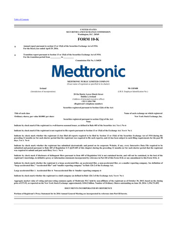 Thumbnail Medtronic 10-K Annual Report 2016