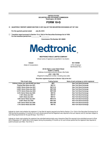 Vorschaubild Medtronic 10-Q Quartalsbericht 2020 