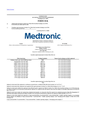 Thumbnail Medtronic 10-K Annual Report 2020