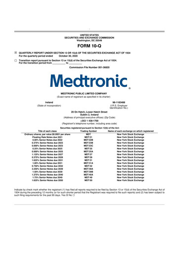 Vorschaubild Medtronic 10-Q Quartalsbericht 2021 