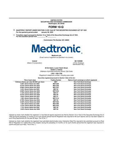 Vorschaubild Medtronic 10-Q Quartalsbericht 2022 