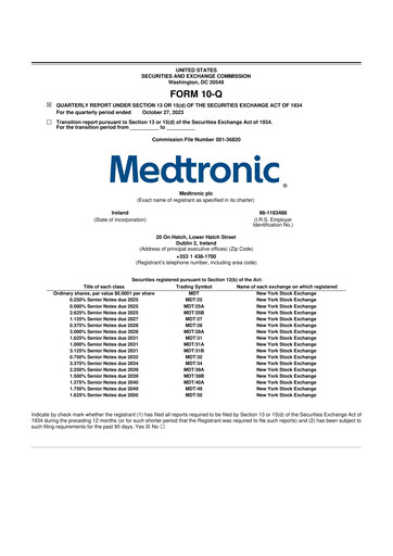 Vorschaubild Medtronic 10-Q Quartalsbericht 2024 