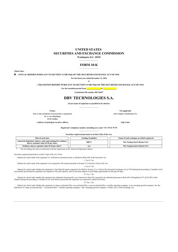 Miniature DBV Technologies 10-K Rapport annuel 2024