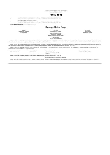 Thumbnail Synergy CHC 10-Q Quarterly Report FY2014 