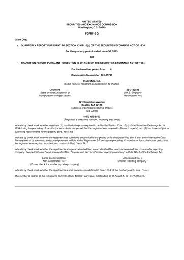 Thumbnail InspireMD 10-Q Quarterly Report FY2015 