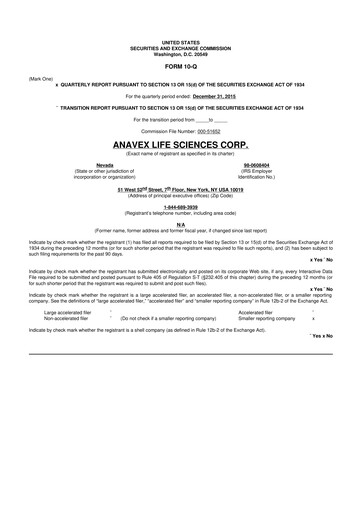 Thumbnail Anavex Life Sciences
 10-Q Quarterly Report FY2016 