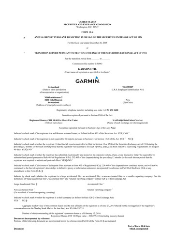 Thumbnail Garmin 10-K Annual Report 2015