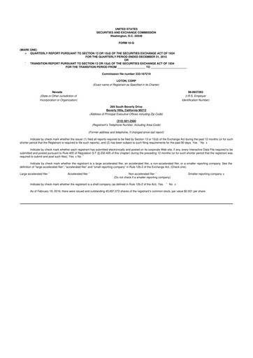 Vorschaubild LiveOne 10-Q Quartalsbericht  