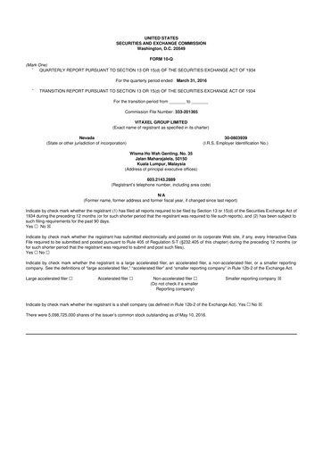 Thumbnail Fintech Scion (FintechCashier) 10-Q Quarterly Report FY2016 