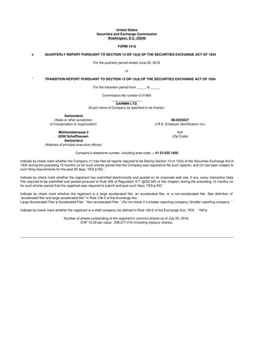 Vorschaubild Garmin 10-Q Quartalsbericht 2016 