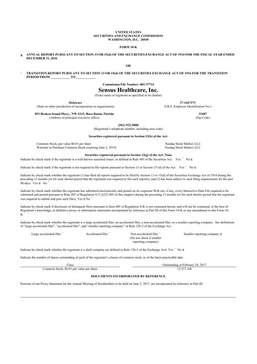 Thumbnail Sensus Healthcare 10-K Annual Report 2016