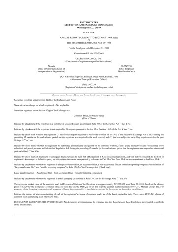 Thumbnail Celsius Holdings
 10-K Annual Report 2016