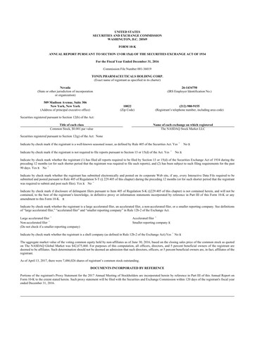 Thumbnail Tonix Pharmaceuticals 10-K Annual Report 2016