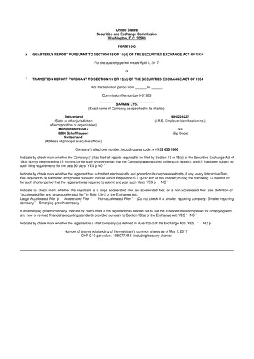 Vorschaubild Garmin 10-Q Quartalsbericht 2017 