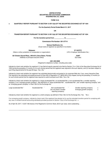 Thumbnail Sensus Healthcare 10-Q Quarterly Report FY2017 