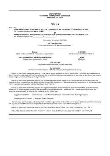 Miniature Polar Power
 10-Q Rapport trimestriel 2017 