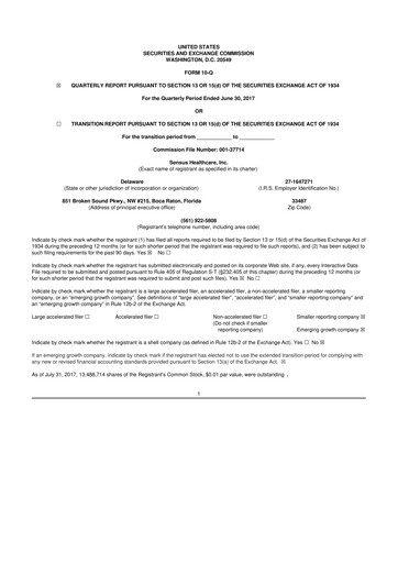 Thumbnail Sensus Healthcare 10-Q Quarterly Report FY2017 