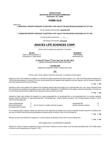 Thumbnail Anavex Life Sciences
 10-Q Quarterly Report FY2017 