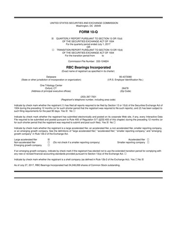 Thumbnail RBC Bearings 10-Q Quarterly Report FY2018 