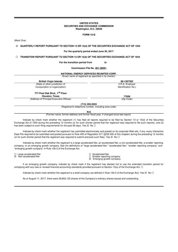 Thumbnail National Energy Services Reunited
 10-Q Quarterly Report FY2017 