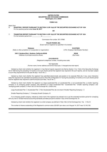 Miniature Polar Power
 10-Q Rapport trimestriel 2017 
