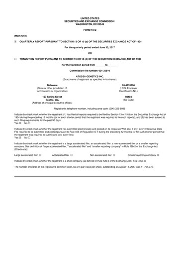 Miniature Atossa Therapeutics 10-Q Rapport trimestriel  