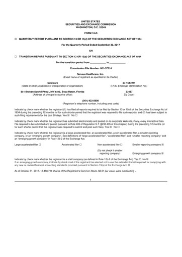 Thumbnail Sensus Healthcare 10-Q Quarterly Report FY2017 