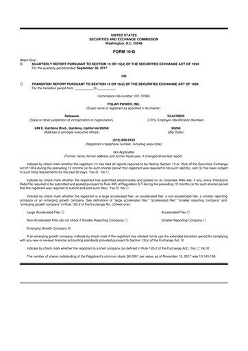 Miniature Polar Power
 10-Q Rapport trimestriel 2017 