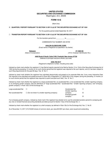 Vorschaubild Avalon GloboCare 10-Q Quartalsbericht 2017 