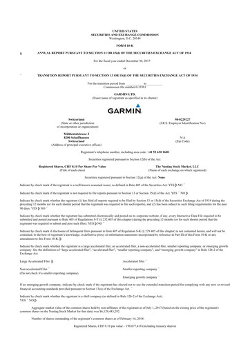 Thumbnail Garmin 10-K Annual Report 2017