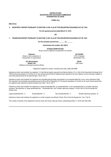Miniature Atossa Therapeutics 10-Q Rapport trimestriel  
