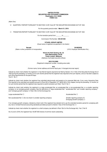 Thumbnail Fintech Scion (FintechCashier) 10-Q Quarterly Report FY2018 