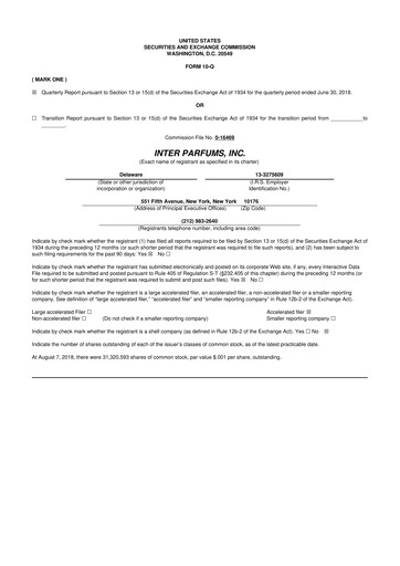 Thumbnail Interparfums 10-Q Quarterly Report FY2018 