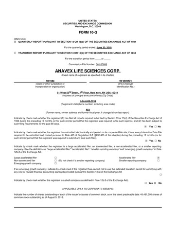 Thumbnail Anavex Life Sciences
 10-Q Quarterly Report FY2018 