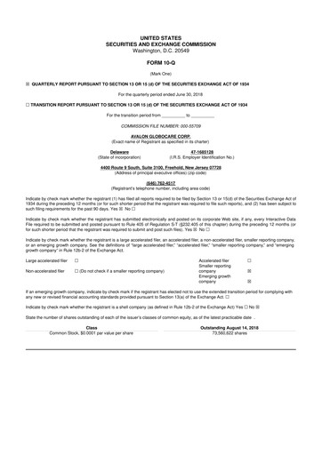 Vorschaubild Avalon GloboCare 10-Q Quartalsbericht 2018 