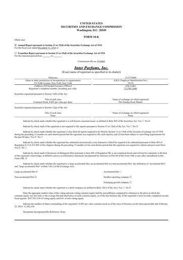 Thumbnail Interparfums 10-K Annual Report 2018