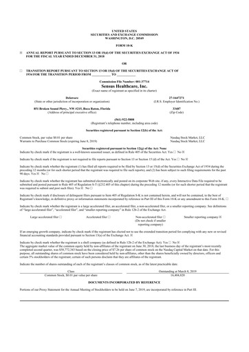 Thumbnail Sensus Healthcare 10-K Annual Report 2018