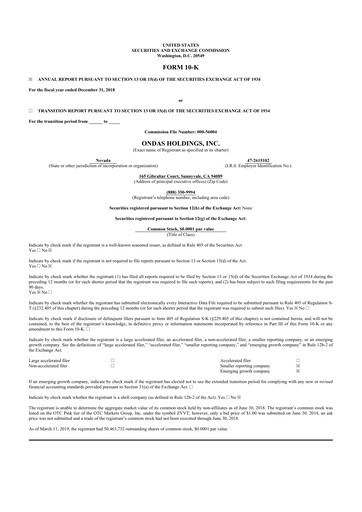 Thumbnail Ondas Holdings 10-K Annual Report 2018