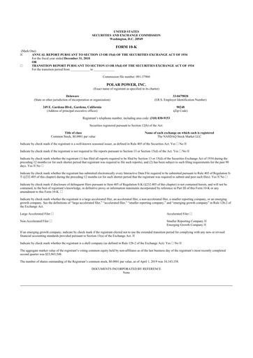 Thumbnail Polar Power
 10-K Annual Report 2018