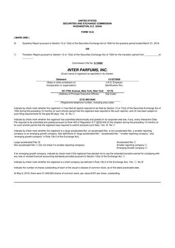 Thumbnail Interparfums 10-Q Quarterly Report FY2019 