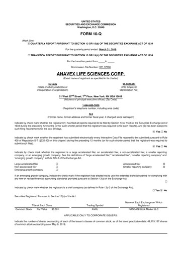 Thumbnail Anavex Life Sciences
 10-Q Quarterly Report FY2019 