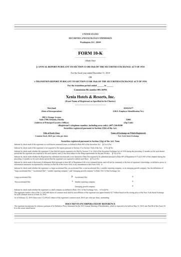 Thumbnail Xenia Hotels & Resorts

 10-K Annual Report 2018