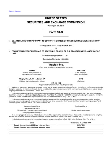 Vorschaubild Wayfair 10-Q Quartalsbericht 2017 