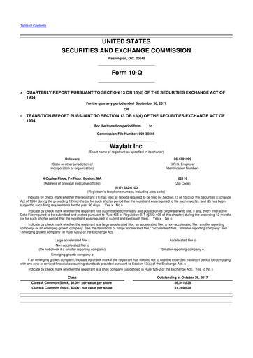 Vorschaubild Wayfair 10-Q Quartalsbericht 2017 