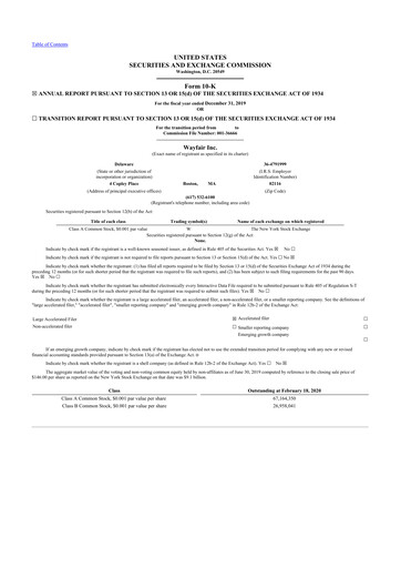 Thumbnail Wayfair 10-K Annual Report 2019