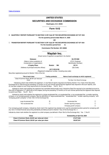 Vorschaubild Wayfair 10-Q Quartalsbericht 2020 