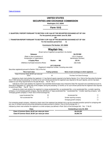 Vorschaubild Wayfair 10-Q Quartalsbericht 2020 