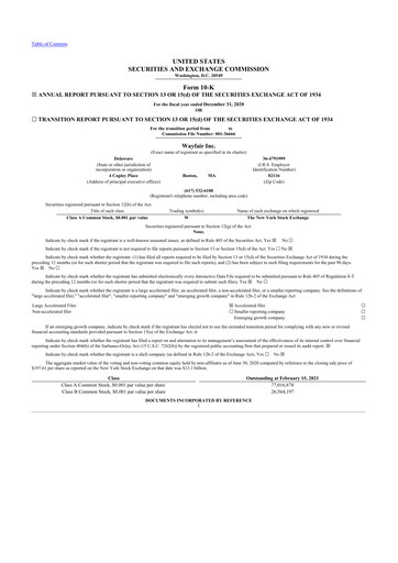 Thumbnail Wayfair 10-K Annual Report 2020