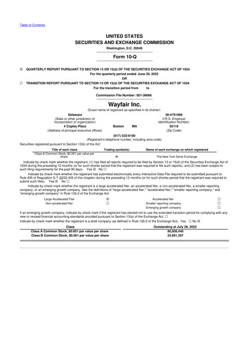 Vorschaubild Wayfair 10-Q Quartalsbericht 2022 